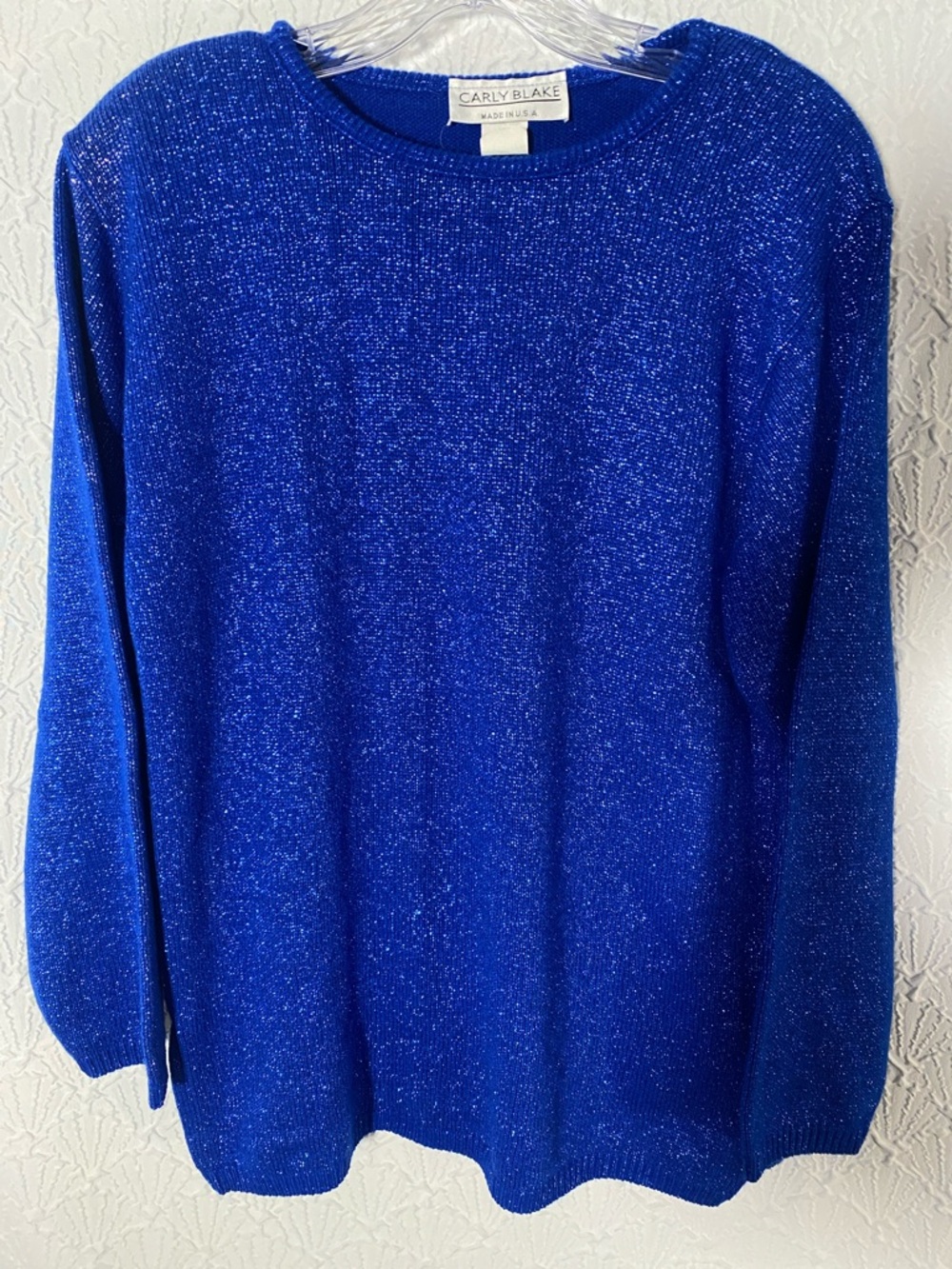 Metallic Sapphire Crewneck Sweater American made CARLY BLAKE SIZE medium